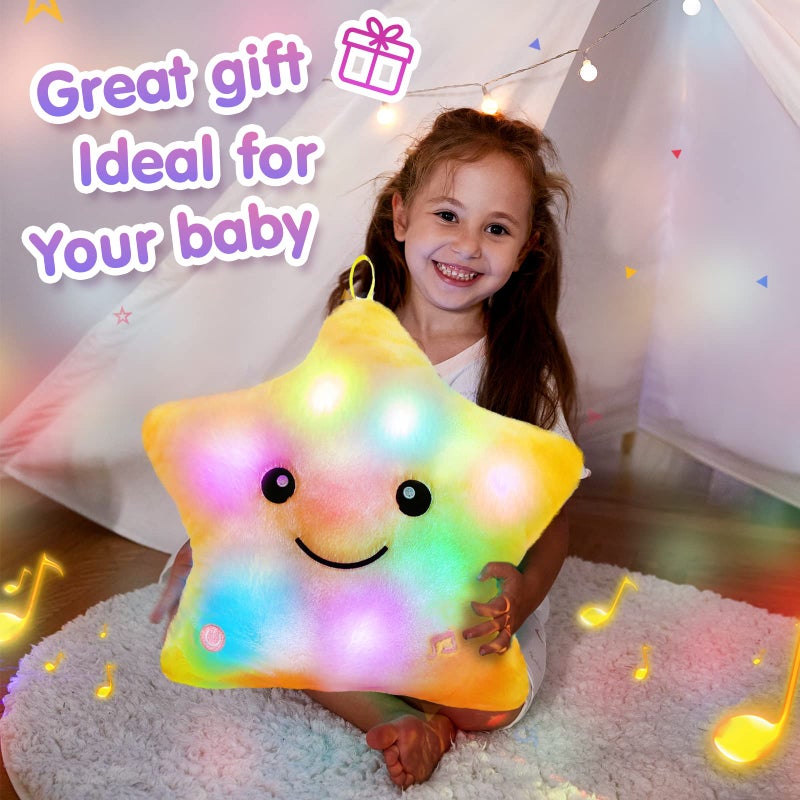 BSTAOFY 13â€˜â€™ LED Musical Twinkle Star Light up Lullaby Glow Stuffed Animal Toys Soothe Kids Emotions Birthday Valentines Christmas Festival Gift for Toddlers, Yellow - Image 4